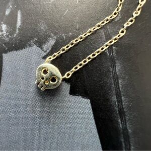 Gold Plated Tiny Minimalist Skull Necklace